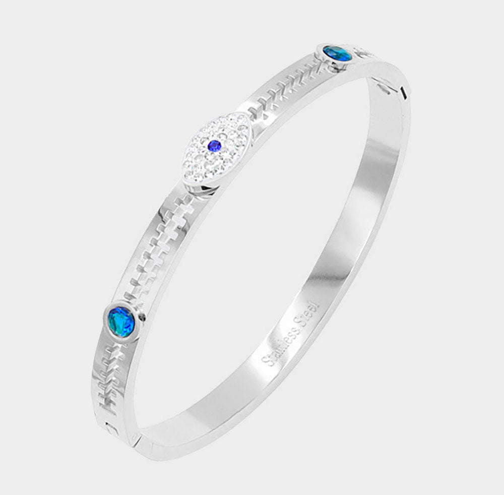 Silver Icy Eye Bangle
