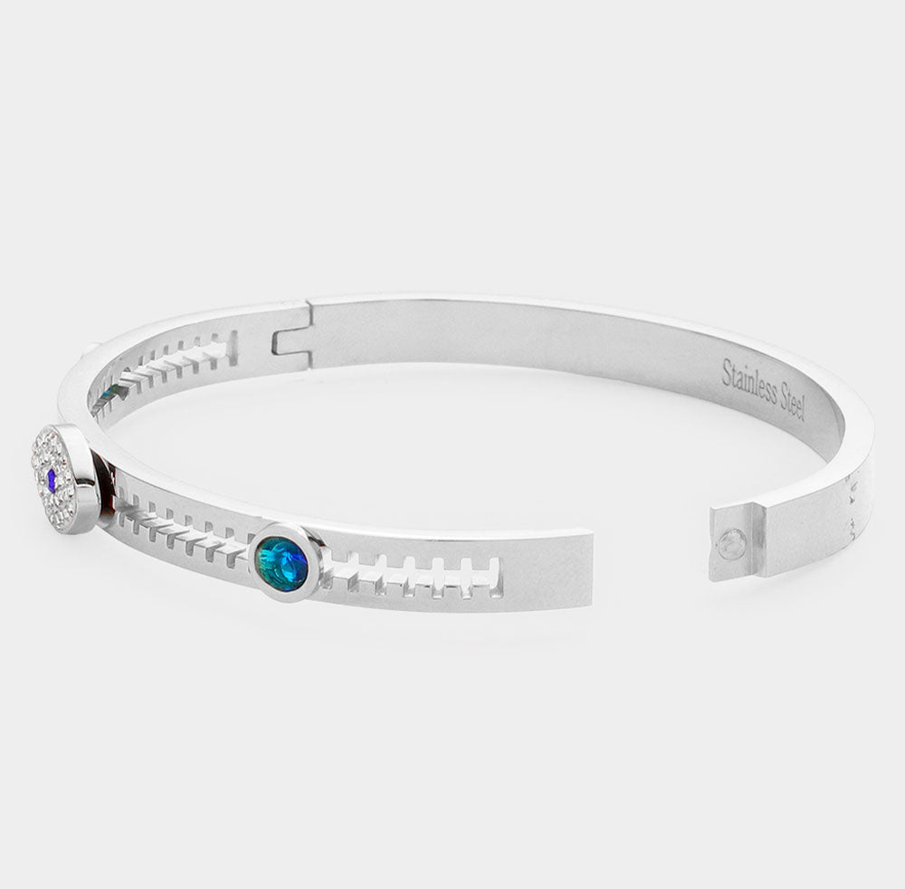 Silver Icy Eye Bangle